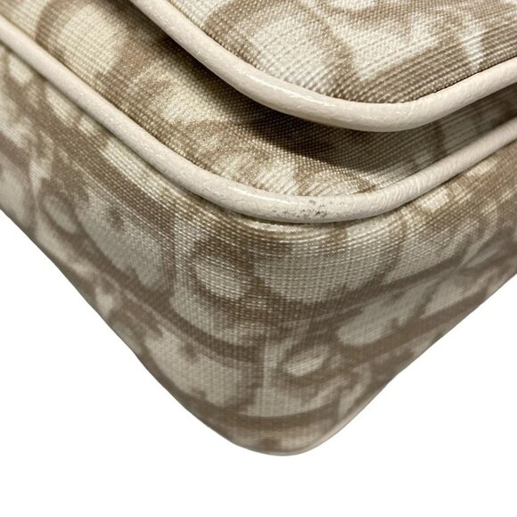 Auth DIOR/ChristianDior Flower Beige Cream Multi PVC Leather Shoulder Bag - Picture 7 of 16